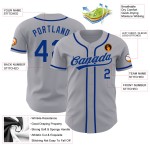 Graues authentisches benutzerdefiniertes Royal-Baseballtrikot Graues authentisches benutzerdefiniertes Royal-Baseballtrikot