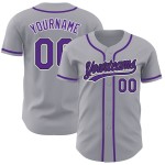 Baseball Lila-Schwarz Custom Authentic Jersey Grau Baseball Lila-Schwarz Custom Authentic Jersey Grau