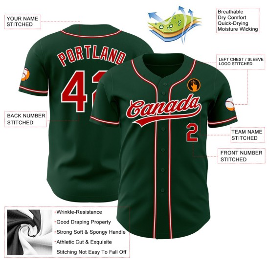 Custom Jersey Authentic Baseball Grün Rot-Weiß Custom Jersey Authentic Baseball Grün Rot-Weiß