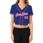 V-Ausschnitt Royal Damen Jersey Baseball Custom Pink-Weiß Cropped V-Ausschnitt Royal Damen Jersey Baseball Custom Pink-Weiß Cropped