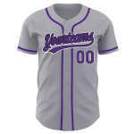 Baseball Lila-Schwarz Custom Authentic Jersey Grau Baseball Lila-Schwarz Custom Authentic Jersey Grau