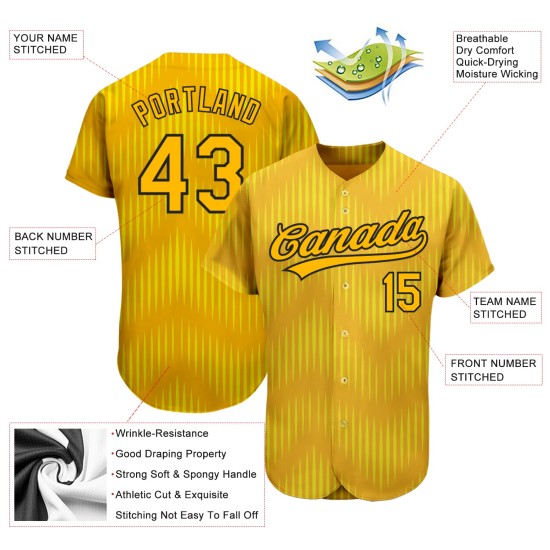 3D Custom Gold Baseball Muster Authentic Design Jersey Gold-Schwarz 3D Custom Gold Baseball Muster Authentic Design Jersey Gold-Schwarz