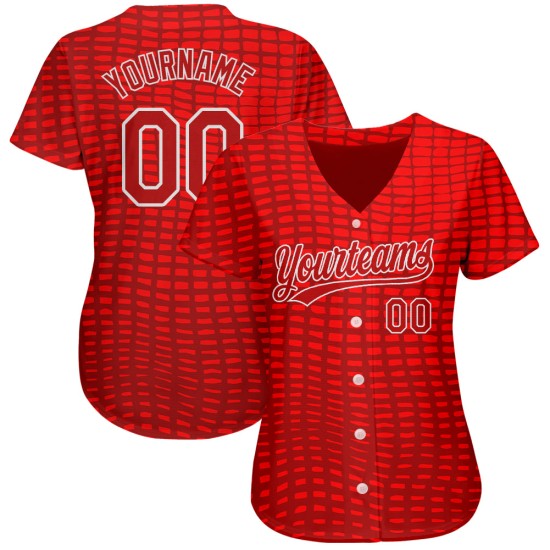 Rot-Weiß Muster Rot Design 3D Authentic Baseball Jersey Custom Rot-Weiß Muster Rot Design 3D Authentic Baseball Jersey Custom