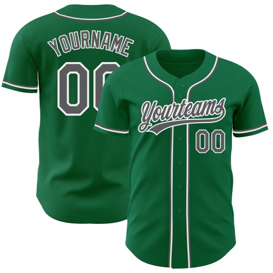 Baseball Kelly Green Custom Jersey Grau-Weiß Steel Authentic Baseball Kelly Green Custom Jersey Grau-Weiß Steel Authentic
