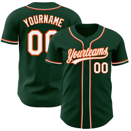 Jersey Authentic Baseball Grün Custom Weiß-Orange Jersey Authentic Baseball Grün Custom Weiß-Orange