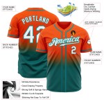 Custom Baseball Weiß-Blaugrün Authentic Jersey Orange Fade Fashion Custom Baseball Weiß-Blaugrün Authentic Jersey Orange Fade Fashion