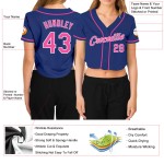 V-Ausschnitt Royal Damen Jersey Baseball Custom Pink-Weiß Cropped V-Ausschnitt Royal Damen Jersey Baseball Custom Pink-Weiß Cropped