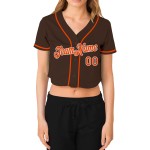 Custom Brown Damen Cropped Jersey V-Ausschnitt Baseball Orange-Weiß Custom Brown Damen Cropped Jersey V-Ausschnitt Baseball Orange-Weiß