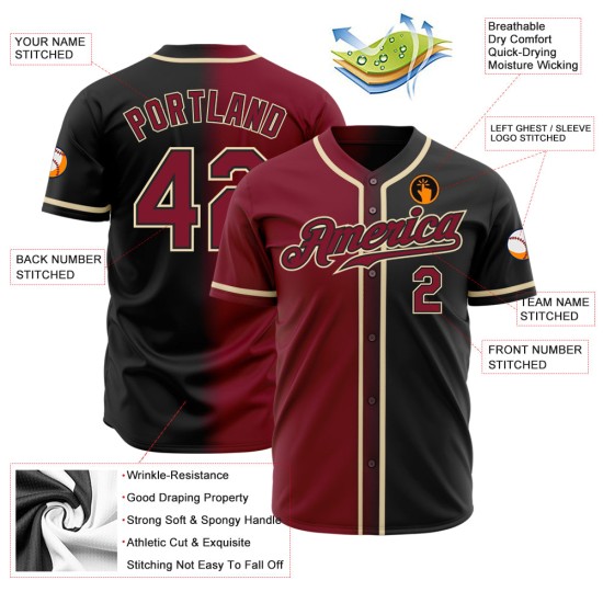Baseball Authentic Custom Fashion Jersey Farbverlauf Purpur-Creme Schwarz Baseball Authentic Custom Fashion Jersey Farbverlauf Purpur-Creme Schwarz