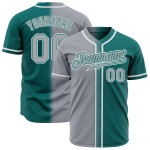 Gradient Teal Custom Fashion Grau-Weiß Authentic Baseball Jersey Gradient Teal Custom Fashion Grau-Weiß Authentic Baseball Jersey