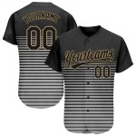 Jersey Authentic Schwarz Gold-Grau Design 3D Altes Muster Schwarz Custom Baseball Jersey Authentic Schwarz Gold-Grau Design 3D Altes Muster Schwarz Custom Baseball