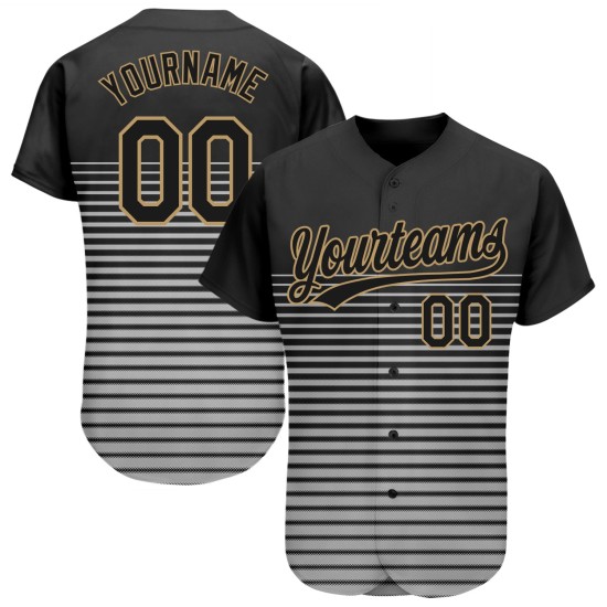 Jersey Authentic Schwarz Gold-Grau Design 3D Altes Muster Schwarz Custom Baseball Jersey Authentic Schwarz Gold-Grau Design 3D Altes Muster Schwarz Custom Baseball