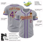 Lila-Gold Baseball Custom Jersey Authentic Grau Lila-Gold Baseball Custom Jersey Authentic Grau
