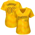 3D Custom Gold Baseball Muster Authentic Design Jersey Gold-Schwarz 3D Custom Gold Baseball Muster Authentic Design Jersey Gold-Schwarz