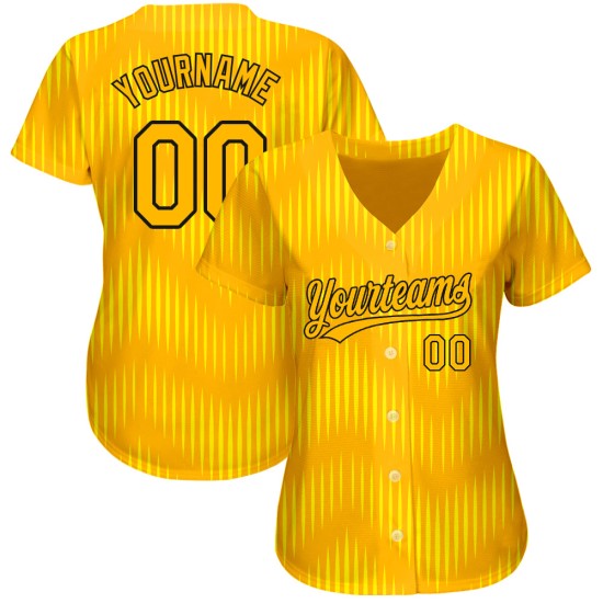 3D Custom Gold Baseball Muster Authentic Design Jersey Gold-Schwarz 3D Custom Gold Baseball Muster Authentic Design Jersey Gold-Schwarz
