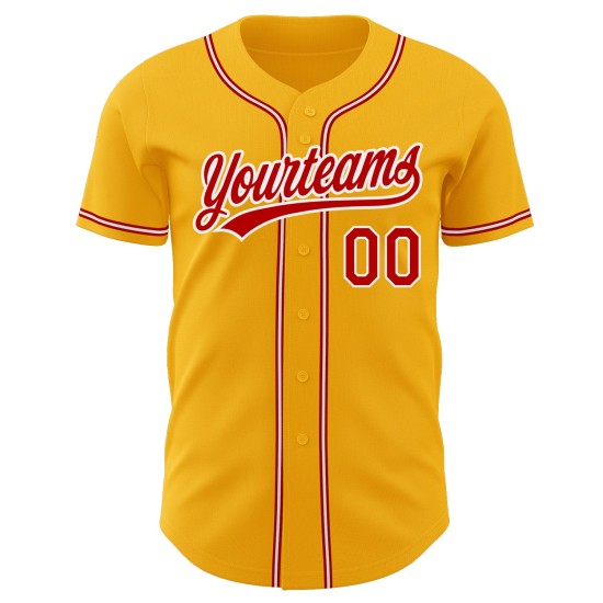 Jersey Baseball Authentic Custom Rot-Weiß Gold Jersey Baseball Authentic Custom Rot-Weiß Gold