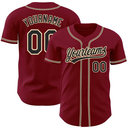 Crimson Custom Jersey Authentic Schwarz-City Cream Baseball Crimson Custom Jersey Authentic Schwarz-City Cream Baseball