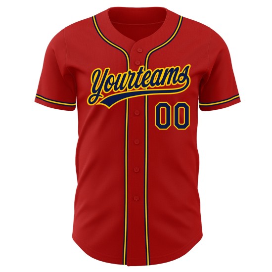 Jersey Red Baseball Authentic Navy-Gold Custom Jersey Red Baseball Authentic Navy-Gold Custom