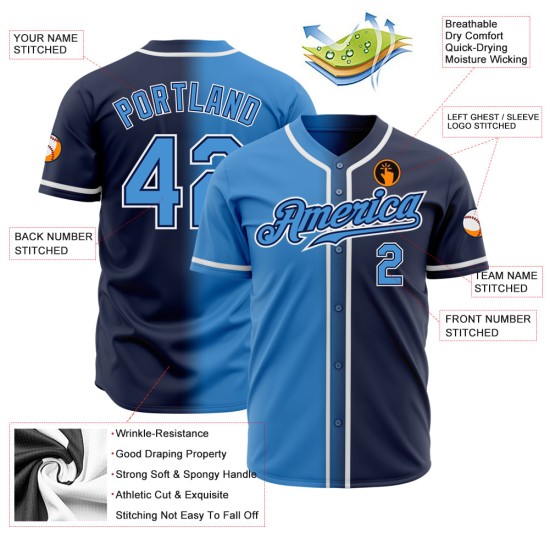 Jersey Authentic Custom Gradient Navy Baseball Powder Fashion Blau-Weiß Jersey Authentic Custom Gradient Navy Baseball Powder Fashion Blau-Weiß