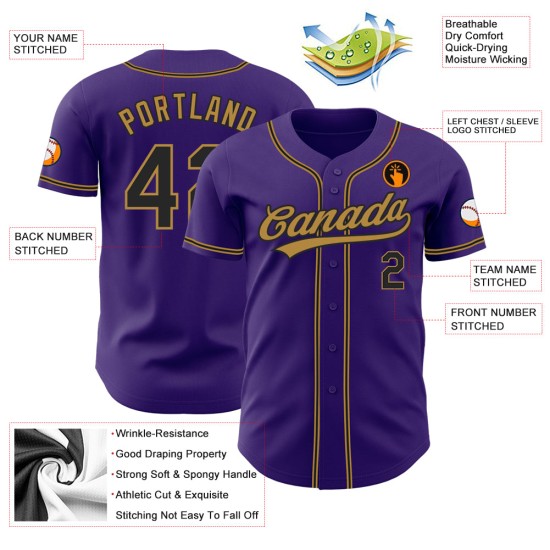 Authentisches Lila Schwarz-Old Baseball Gold Jersey Custom Authentisches Lila Schwarz-Old Baseball Gold Jersey Custom