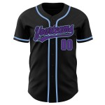 Blau Schwarz Jersey Custom Baseball Authentic Lila-Licht Blau Schwarz Jersey Custom Baseball Authentic Lila-Licht