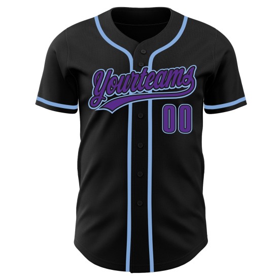 Blau Schwarz Jersey Custom Baseball Authentic Lila-Licht Blau Schwarz Jersey Custom Baseball Authentic Lila-Licht