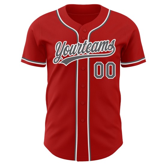Baseball Trikot Red Authentic Steel Custom Grau-Weiß Baseball Trikot Red Authentic Steel Custom Grau-Weiß
