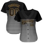 Jersey Authentic Schwarz Gold-Grau Design 3D Altes Muster Schwarz Custom Baseball Jersey Authentic Schwarz Gold-Grau Design 3D Altes Muster Schwarz Custom Baseball