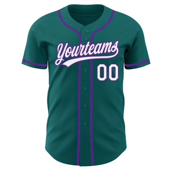 Jersey Custom Baseball Teal Weiß-Lila Authentic Jersey Custom Baseball Teal Weiß-Lila Authentic