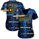 Jersey Muster Navy-Gold Design Custom Authentic 3D Navy Baseball Jersey Muster Navy-Gold Design Custom Authentic 3D Navy Baseball