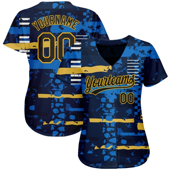Jersey Muster Navy-Gold Design Custom Authentic 3D Navy Baseball Jersey Muster Navy-Gold Design Custom Authentic 3D Navy Baseball