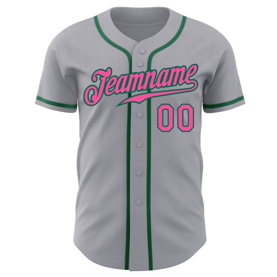 Baseball Custom Authentic Trikot Pink-Kelly Grau Grün Baseball Custom Authentic Trikot Pink-Kelly Grau Grün