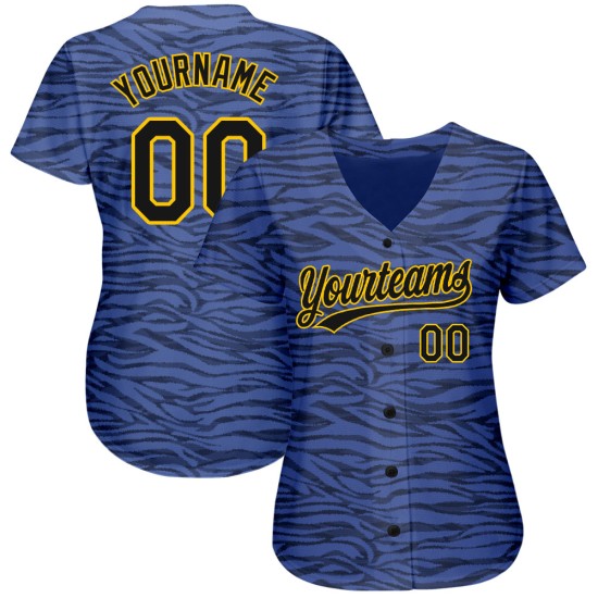 Custom Authentic Hellblau 3D Muster Jersey Baseball Design Schwarz-Gold Custom Authentic Hellblau 3D Muster Jersey Baseball Design Schwarz-Gold