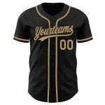 Schwarzes altes authentisches benutzerdefiniertes Baseball-Trikot in Gold Schwarzes altes authentisches benutzerdefiniertes Baseball-Trikot in Gold