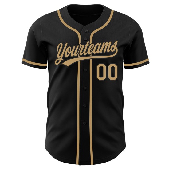 Schwarzes altes authentisches benutzerdefiniertes Baseball-Trikot in Gold Schwarzes altes authentisches benutzerdefiniertes Baseball-Trikot in Gold