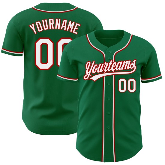 Jersey Baseball Kelly Grün Weiß-Rot Custom Authentic Jersey Baseball Kelly Grün Weiß-Rot Custom Authentic