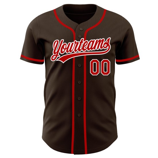 Baseball Authentic Custom Rot-Weiß Trikot Braun Baseball Authentic Custom Rot-Weiß Trikot Braun